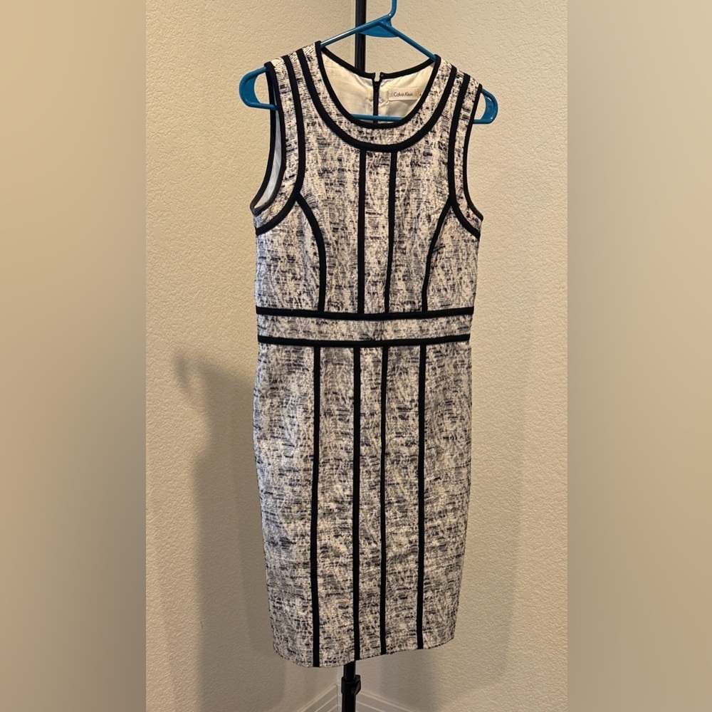 Calvin Klein Textured Black and White Midi Dress
